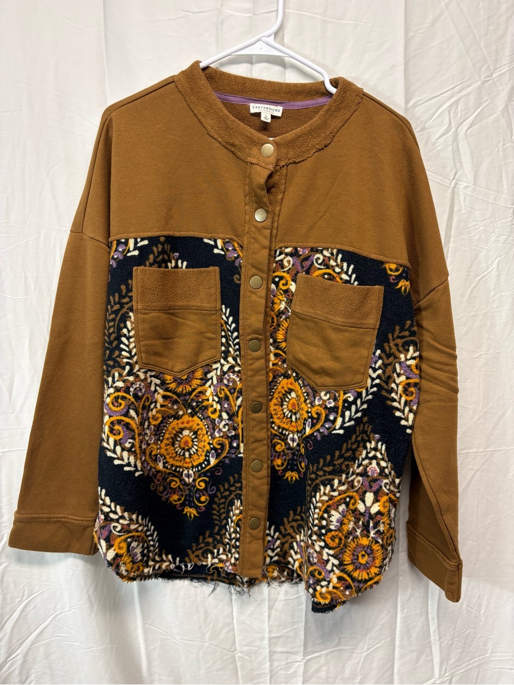 Earthbound Boho Paisley Snap Up Jacket Size Large